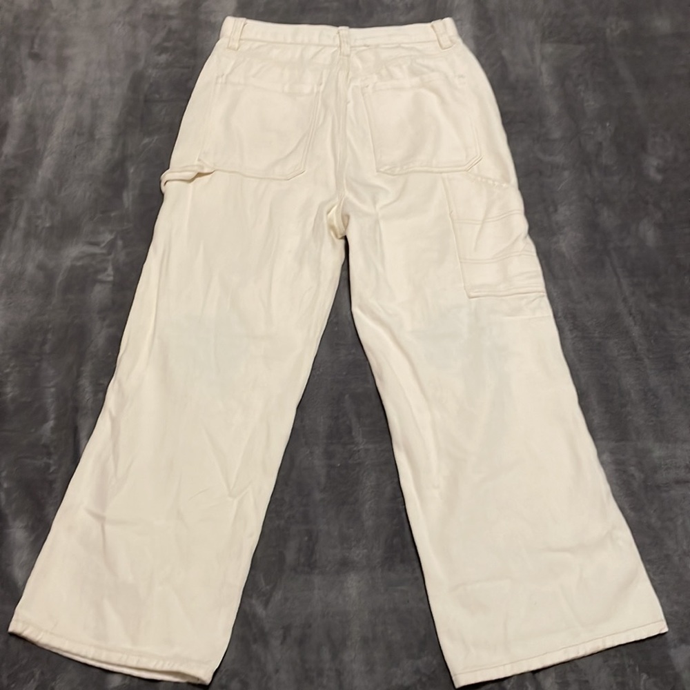 Cream Ripped Baggy Jeans - Picture 2 of 7